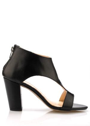 Černé kožené elegantní boty na podpatku Maria Jaén Velikost: 40