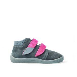 BEDA CELOROČNÍ VELUR ISABEL Grey Pink - užší kotník | Dětské celoroční barefoot boty - 25